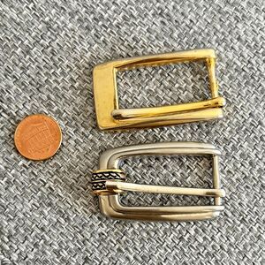 vtg craft set of 2 belt buckles goldtone silvertone skinny‎ belt supply